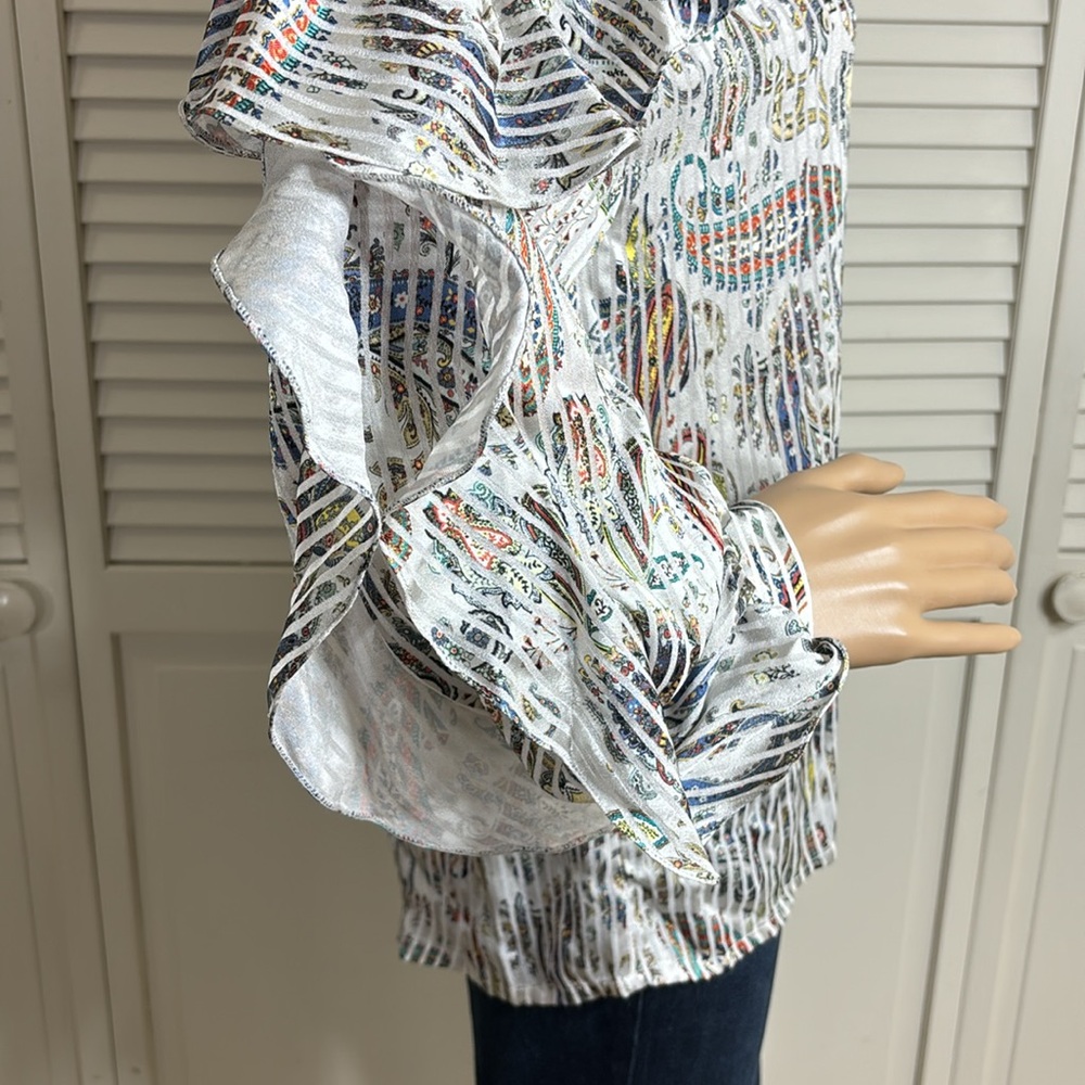 MAJE Boho Ruffled Loodie Striped Paisley Blouse Large - Picture 8 of 14